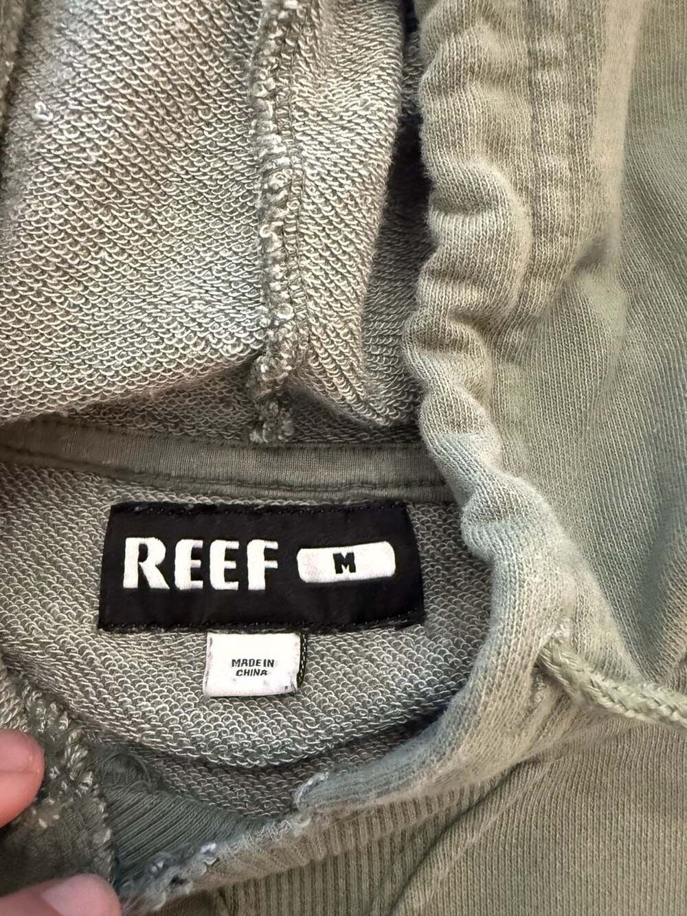 Reef Surf Club Olive Green Pullover Hoodie Size M - Picture 4 of 6